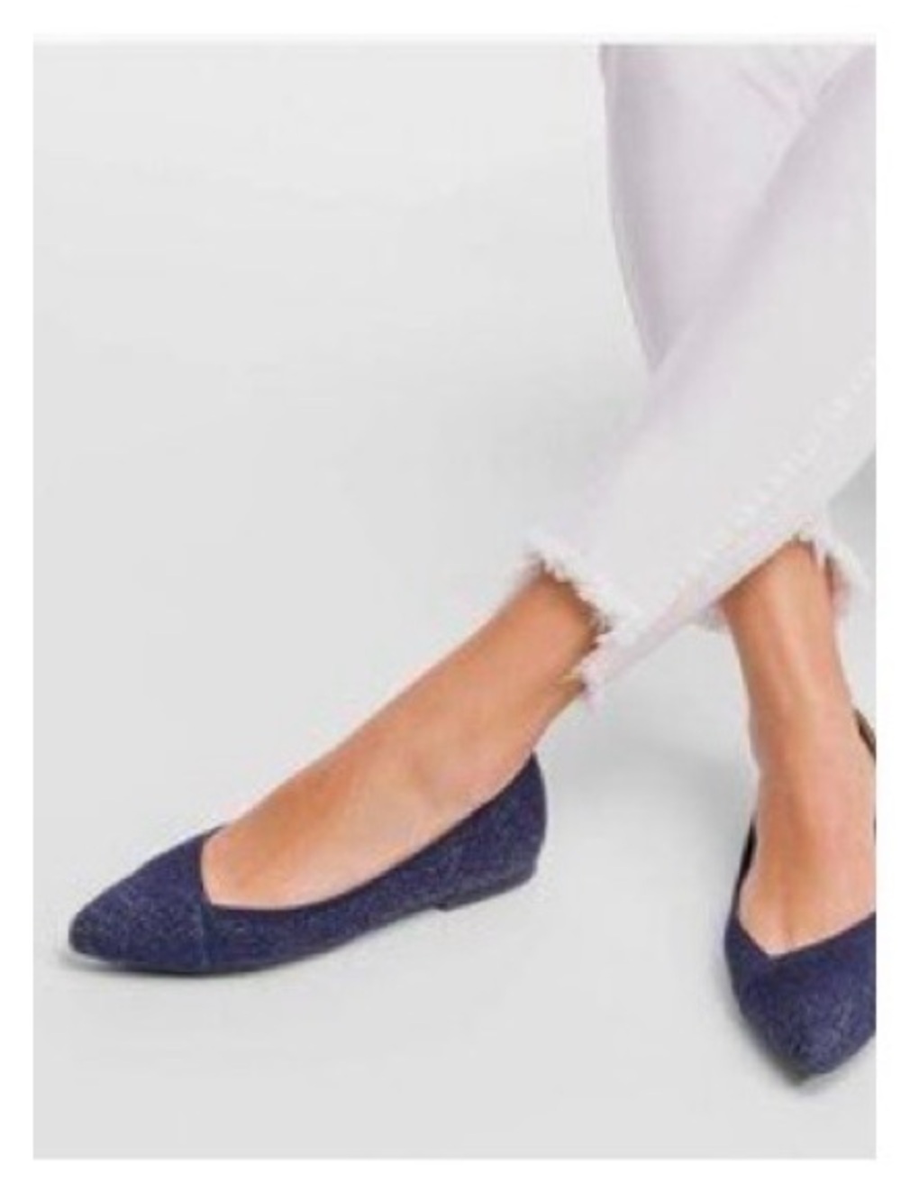 Hush Puppies Sadie Pointed ballet flats Navy Knit comfort shoes Sz 10 Wide